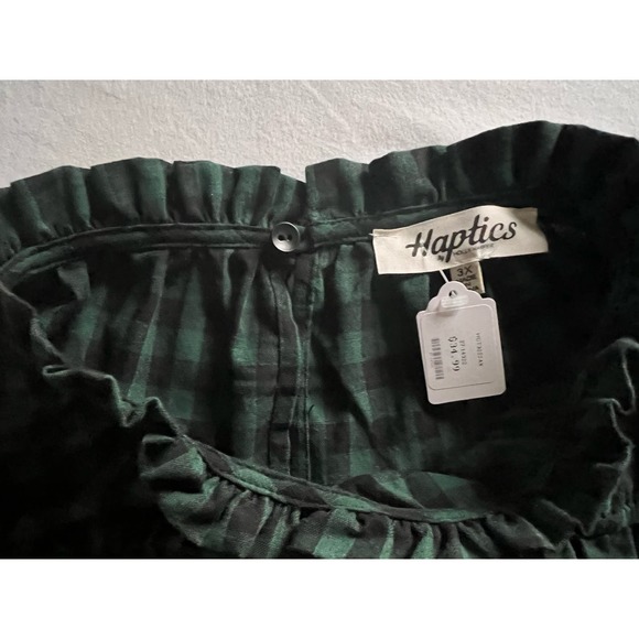 Haptics Blouse Green Black Cotton 3x‎ Long Slv NWT - Picture 7 of 11
